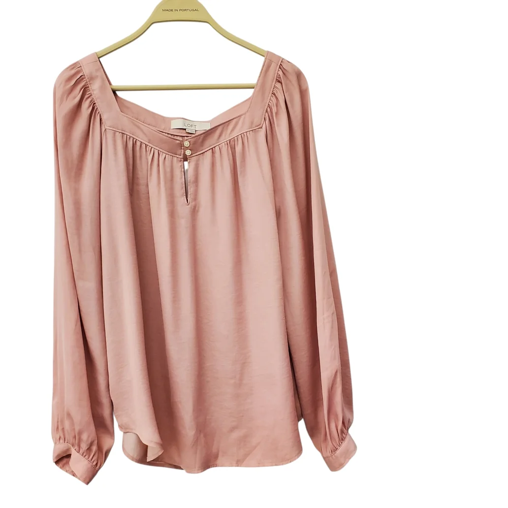 LOFT Blush Pink Long Sleeve Blouse - Picture 1 of 8